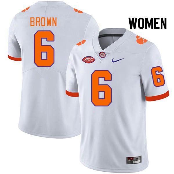 Women #6 Tyler Brown Clemson Tigers College Football Jerseys Stitched Sale-White